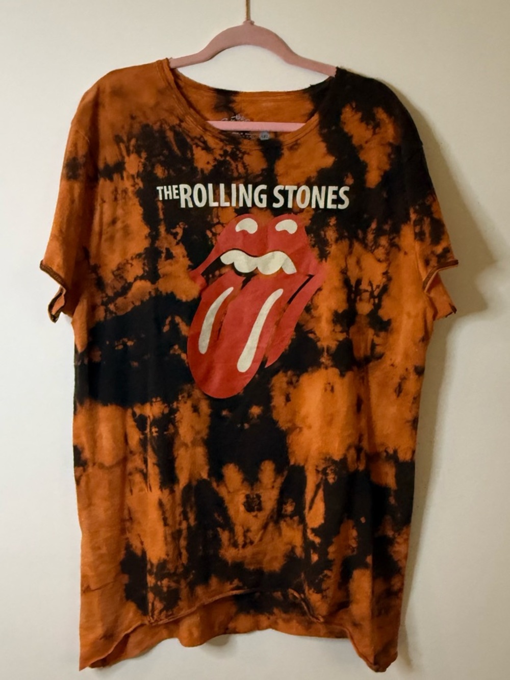 Rolling Stones Graphic Tee XXL | Orange Black Tie Dye Tongue Logo Band Shirt